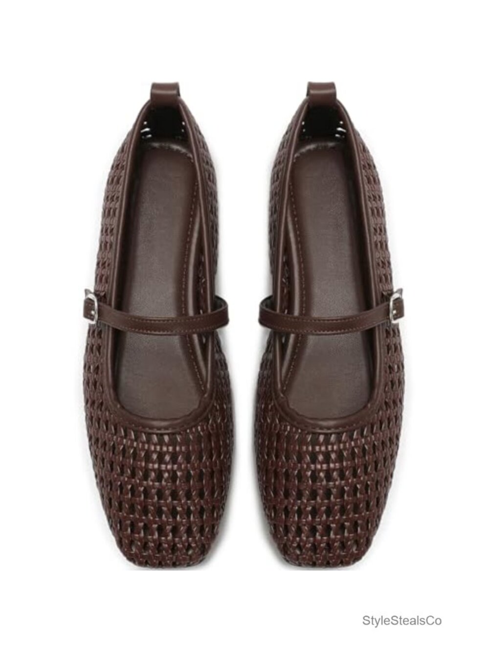 Mary Jane Flats Women Square Toe Dress Shoes Work Non Slip PU